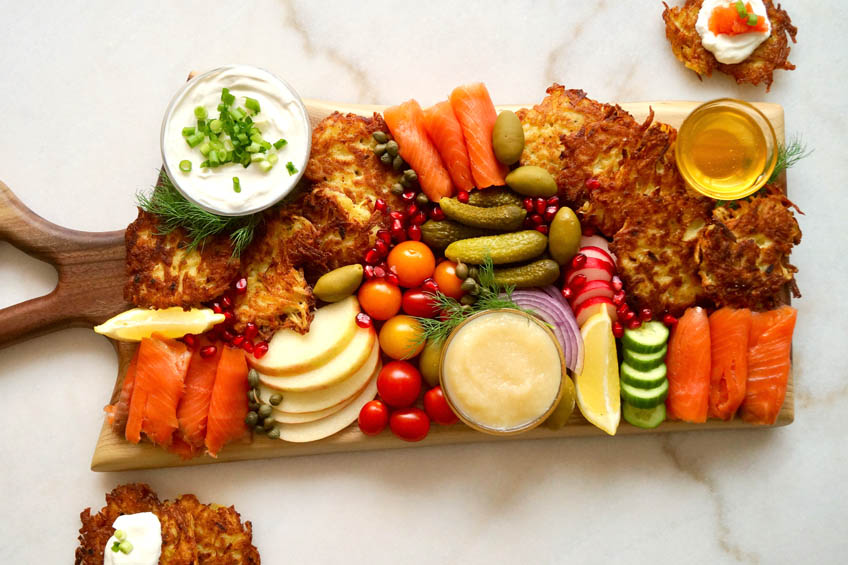 A bountiful latke charcuterie board