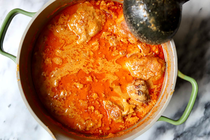 Groundnut soup in a pot