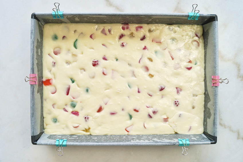 Gumdrop nougat in a baking pan