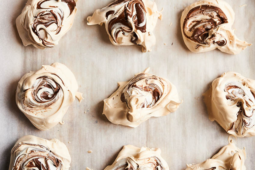 A closeup on Passover meringues