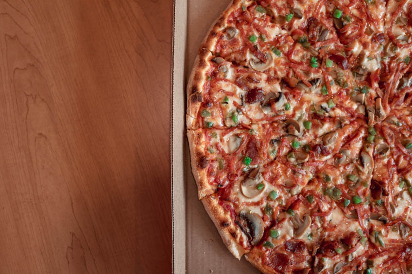 A closeup on a Windsor-style pizza from Antonino's