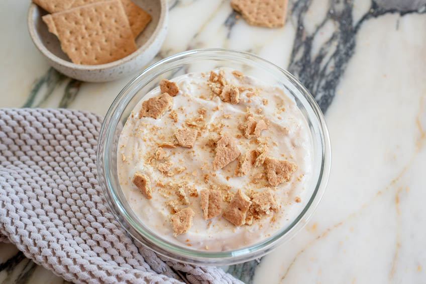 Banana Pudding Cottage Cheese Ice Cream in a bowl, unfrozen.