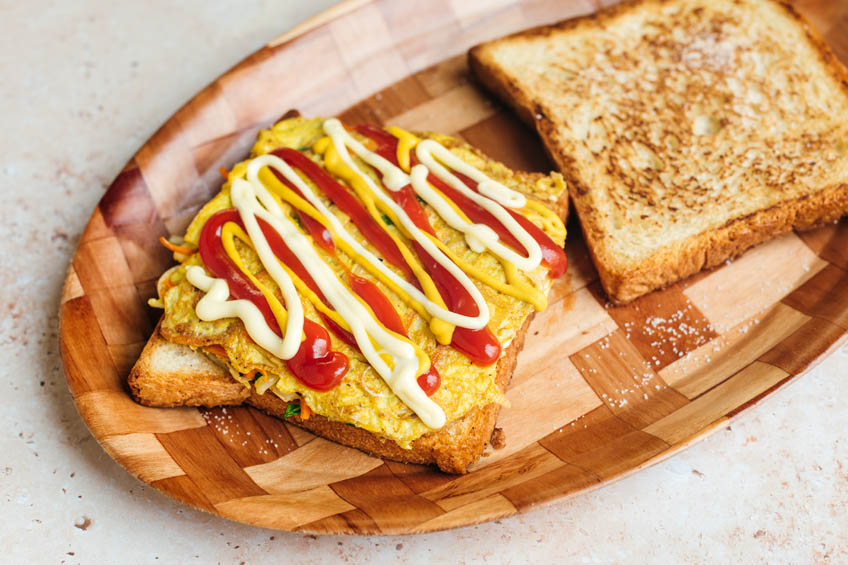 An open faced Korean Street Toast (AKA Gilgeori toast)