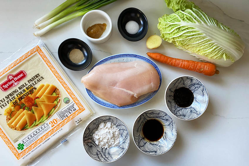 Ingredients for classic Chinese spring rolls