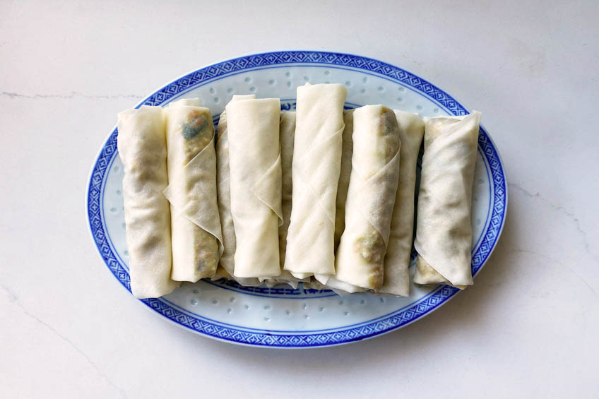 Unfried spring rolls on a plate