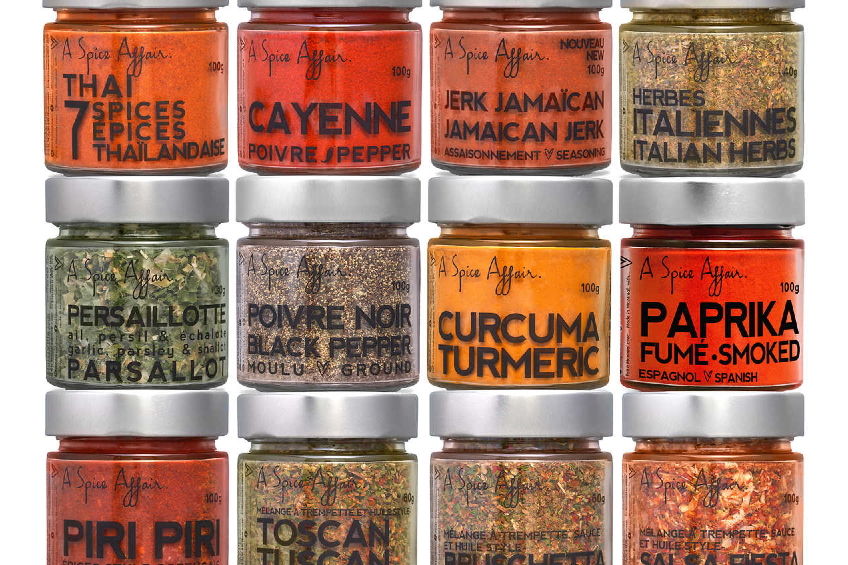 12-pack of various spices in glass jars