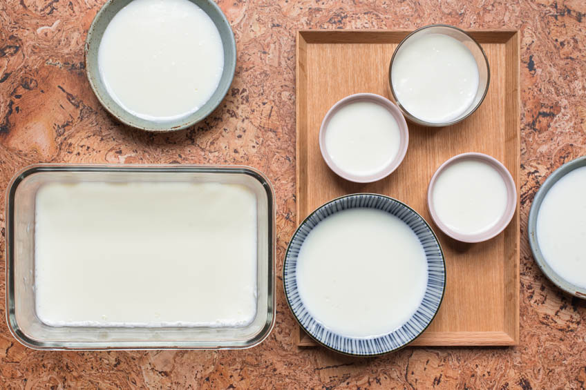 Almond jelly in various molds