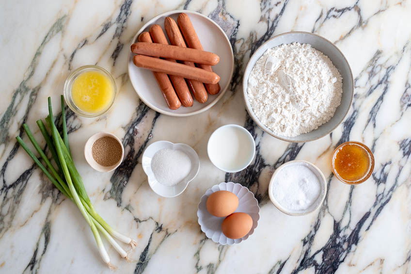 Ingredients for Chinese hotdog flower buns