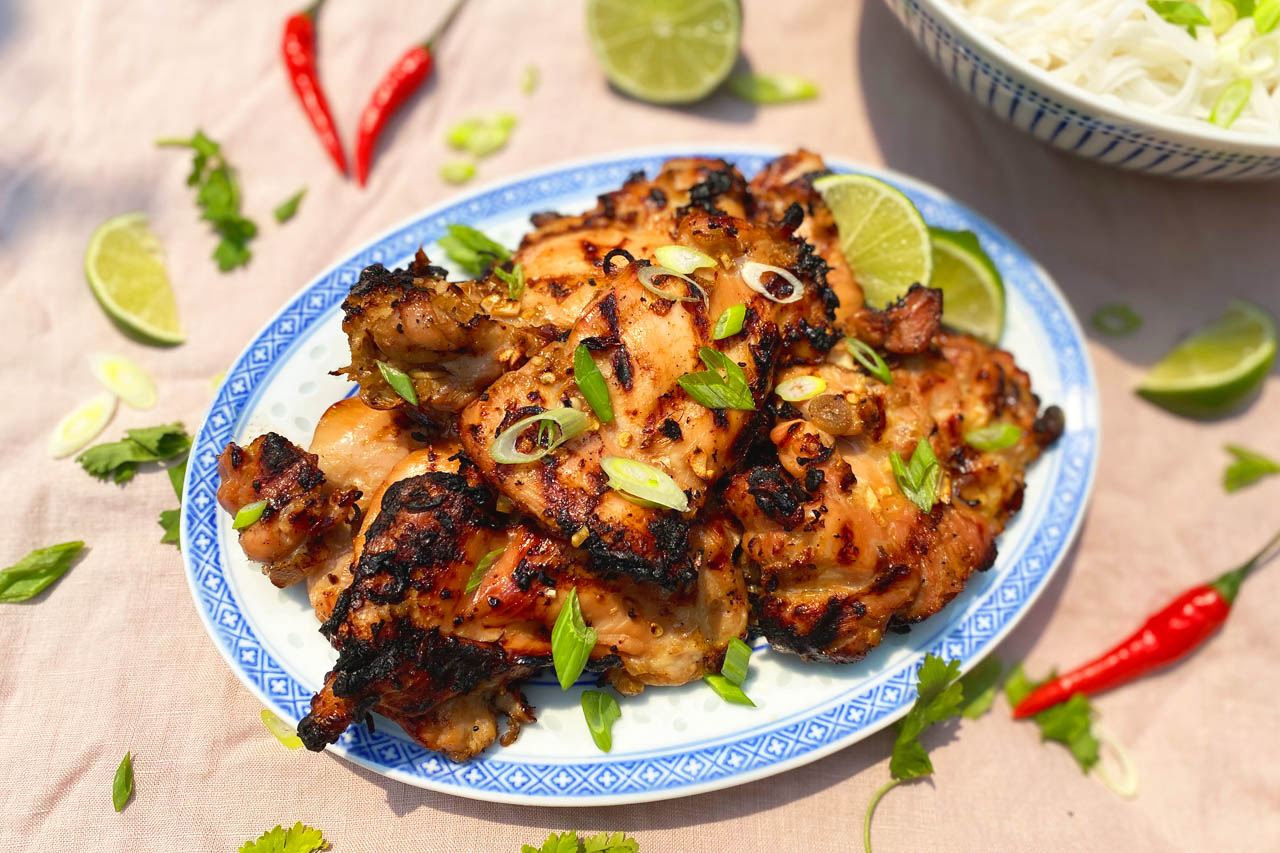 Grilled Sticky Lemongrass Chicken Thighs