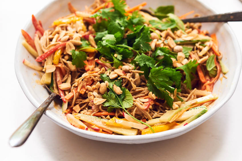 Cold Rice Noodle Salad with Spicy Peanut Sauce