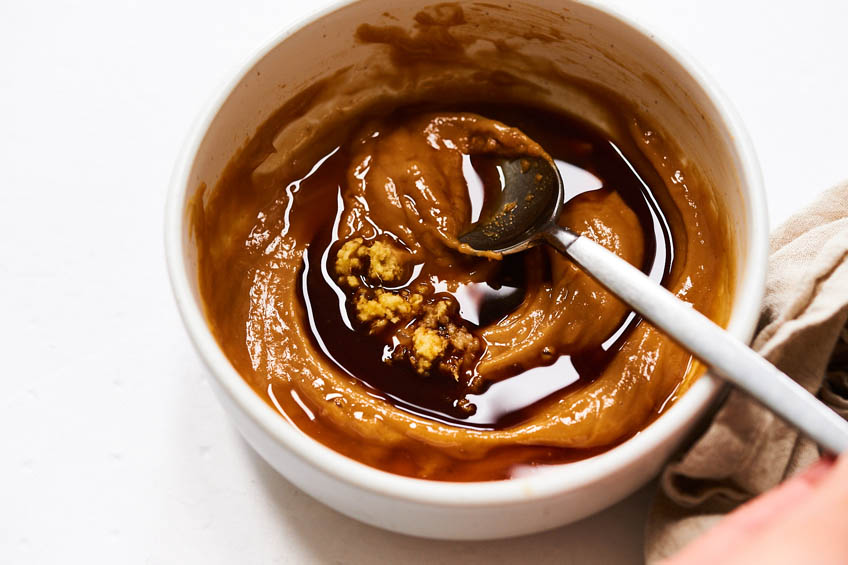 Spicy peanut sauce in a bowl