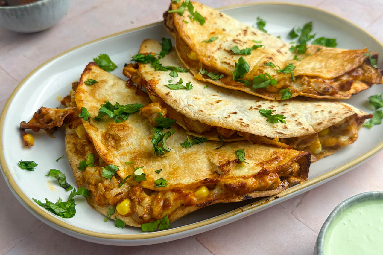 High-Protein Air Fryer Quesadillas With Cottage Cheese and Chicken