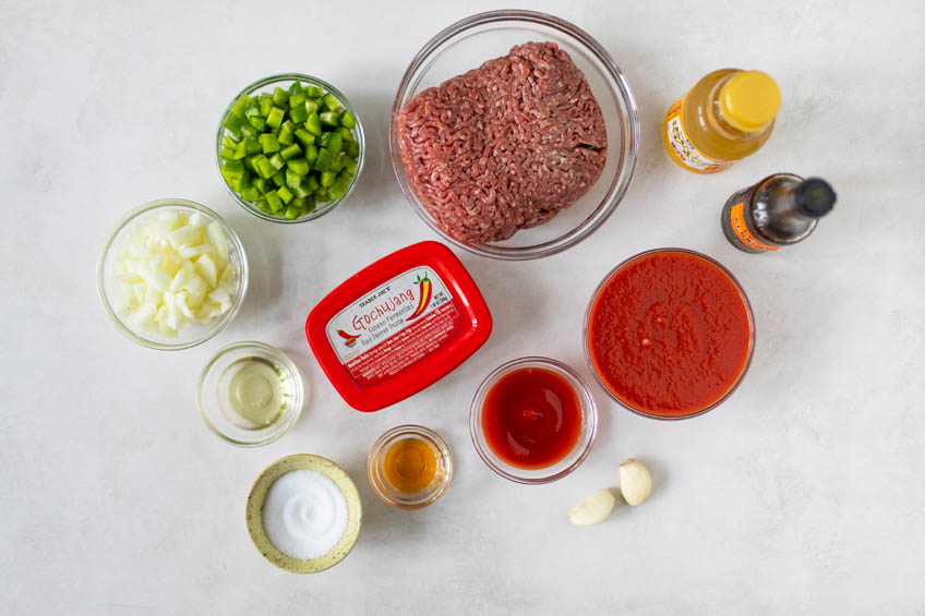 Ingredients for gochujang sloppy joes