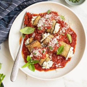 Air Fryer Eggplant Lasagna Roll Ups