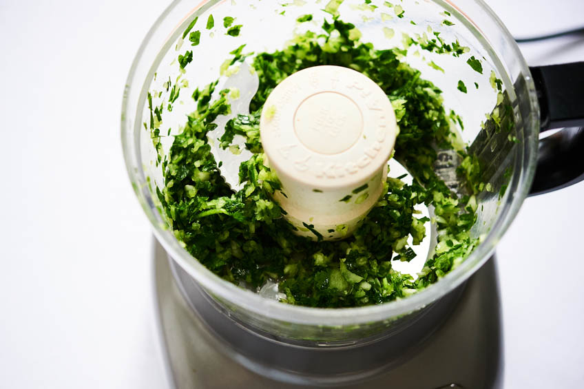 greens in a food processor