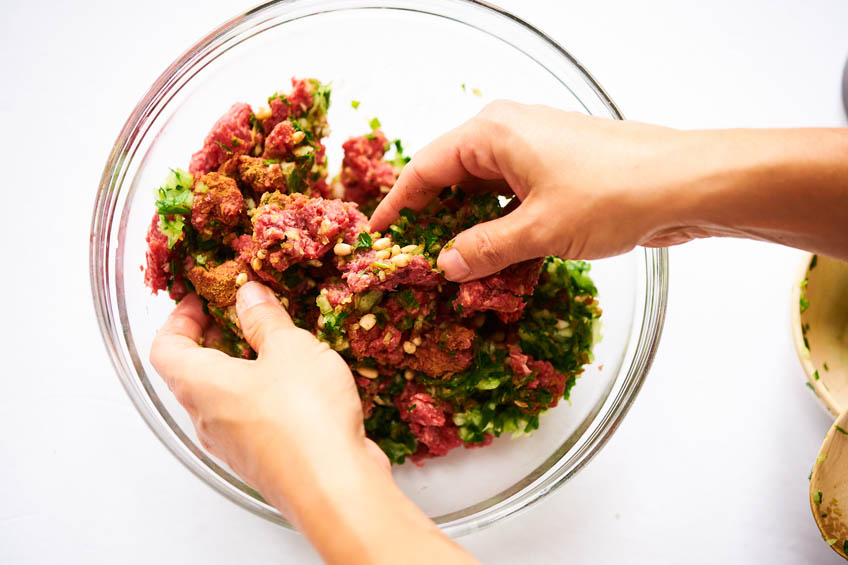 ground beef in a food processor