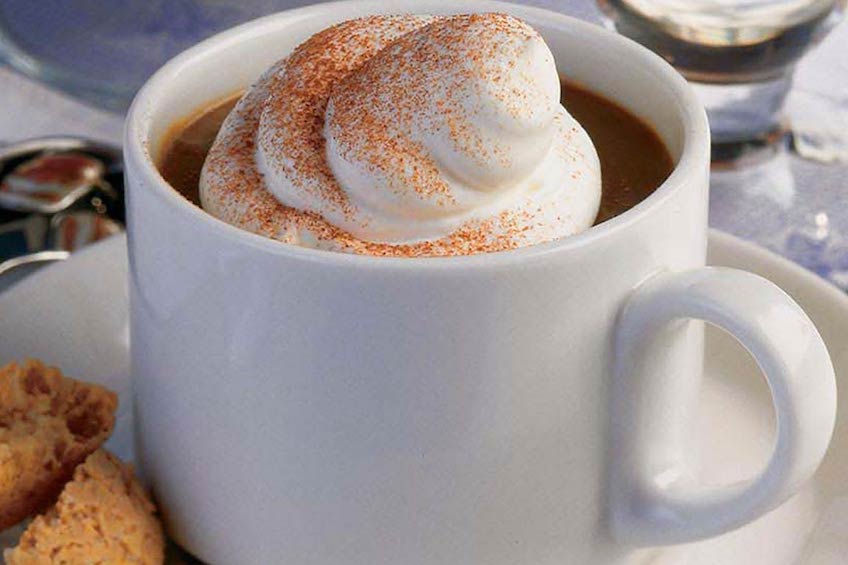 Hot coffee with whipped cream