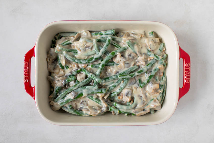 Cheesy beans in baking dish