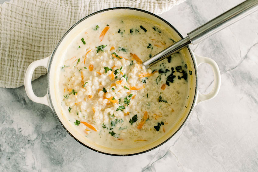 Persian barley soup (soup jo)