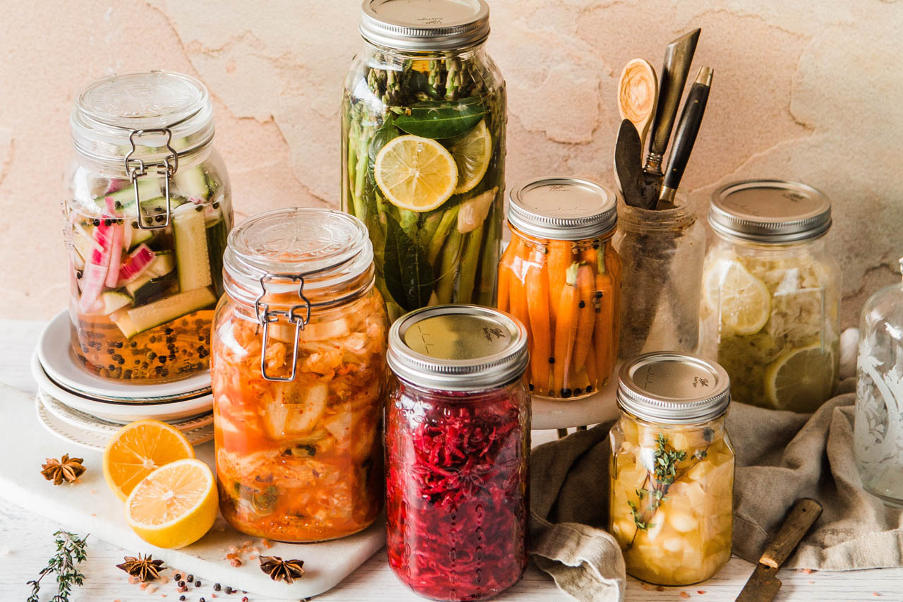 Several jars of pickles