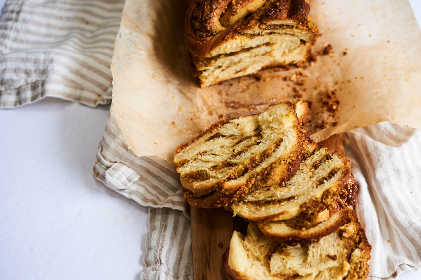 A baklava-flavoured Babka cut into slices