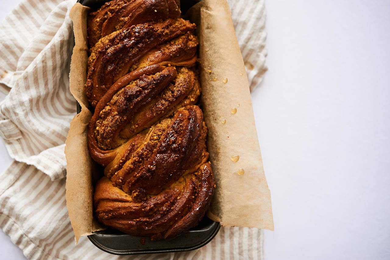 Baklava babka in a loaf pan