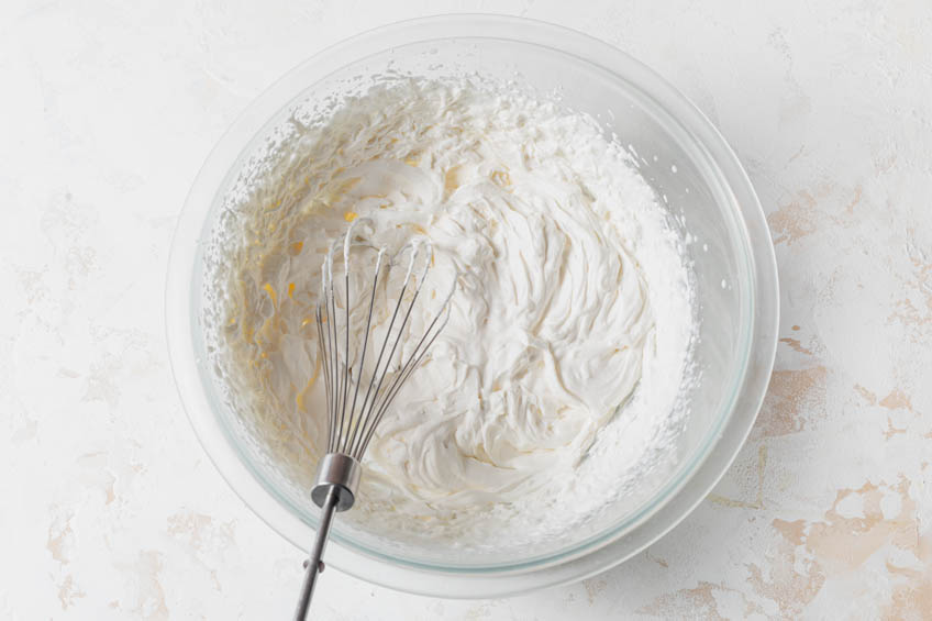 Peppermint whipped cream in a bowl