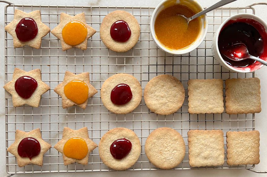 Cookies dolloped with jam