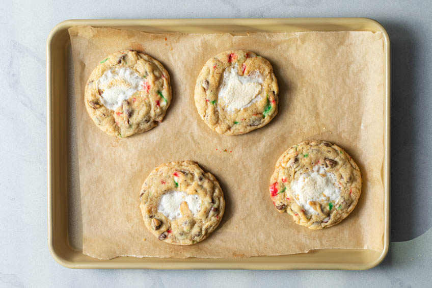 Baked cookies on baking sheet