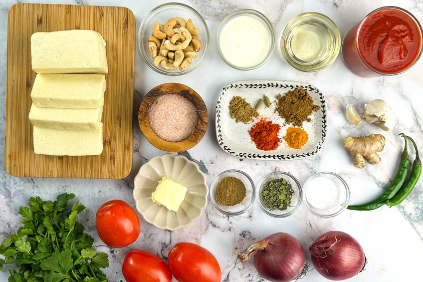 Shahi paneer ingredients