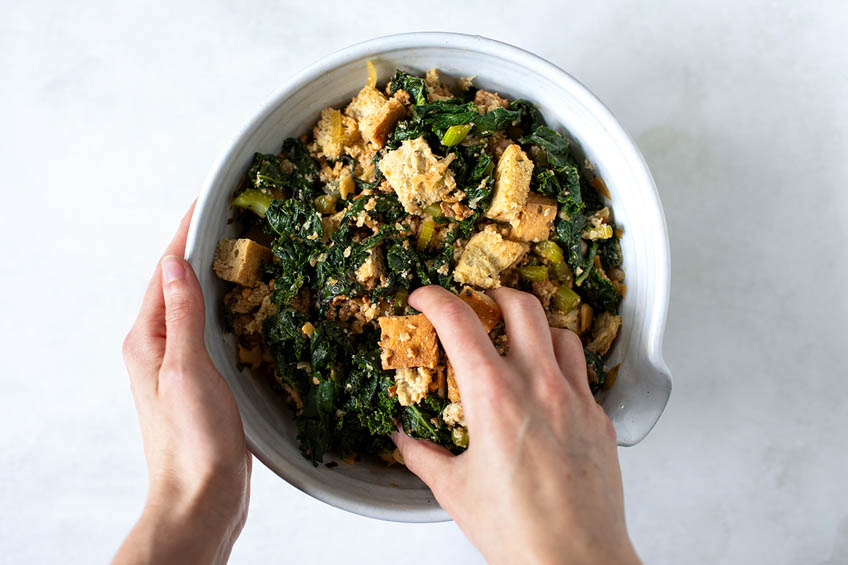 Stuffing ingredients in a bowl