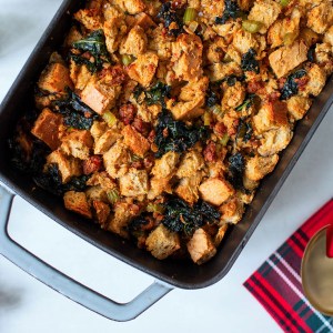 Chorizo and Winter Greens Sourdough Stuffing