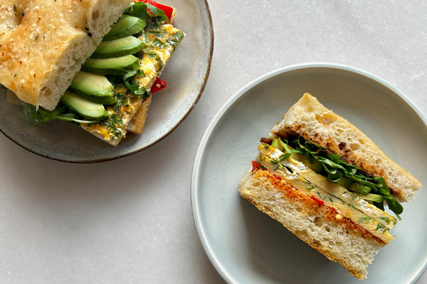 Herb and Goat Cheese Sheet Pan Frittata Sandwiches