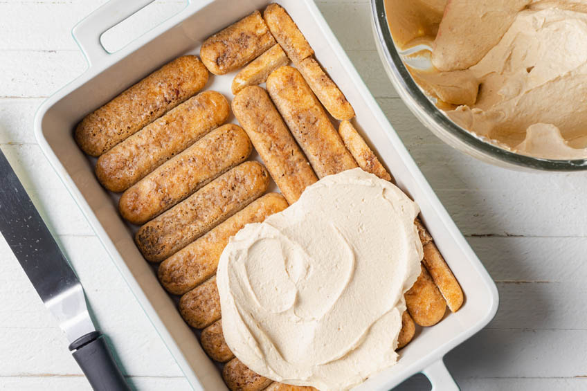 Ladyfingers topped with mascarpone mixture