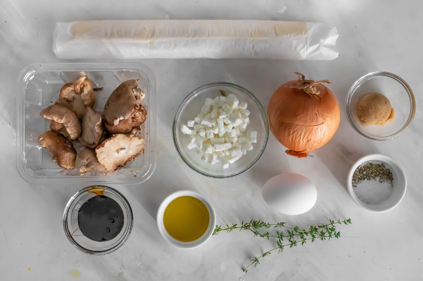 Chevre and Mushroom Mini Tarts ingredients