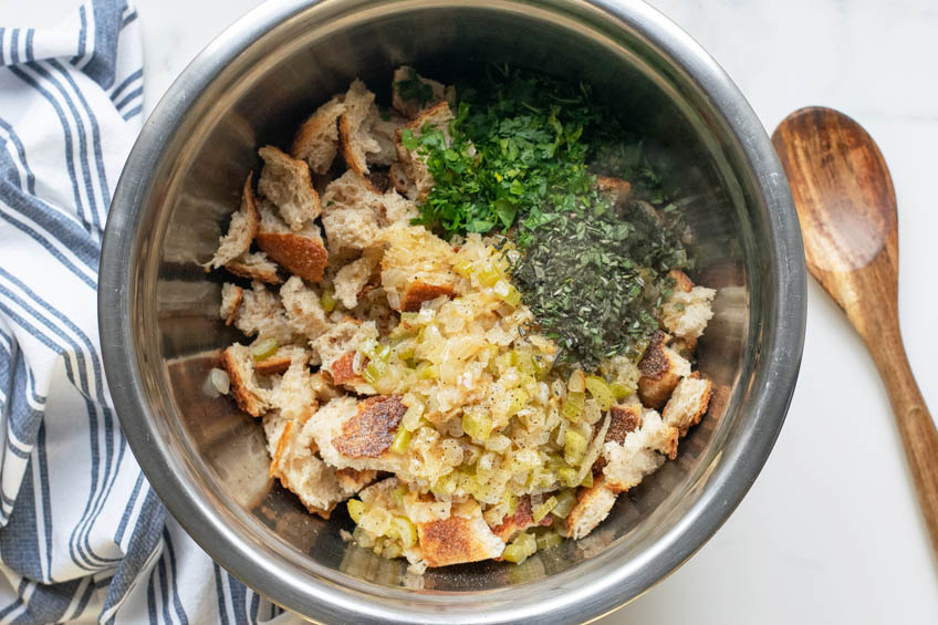 Stuffing ingredients in a bowl