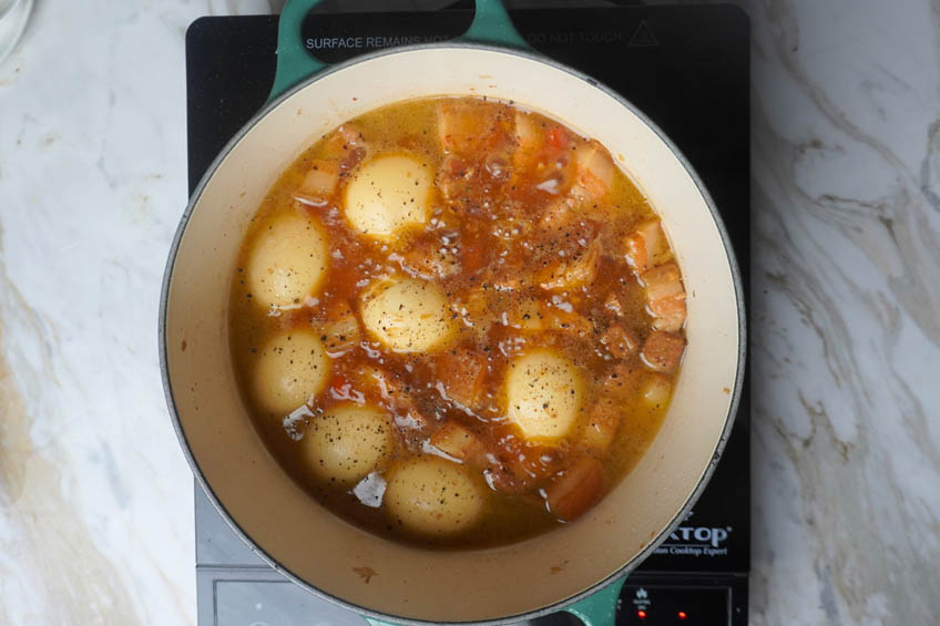 Vietnamese Braised Pork Belly and Egg in Dutch oven