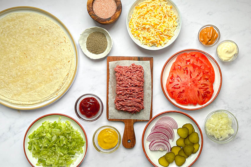 Ingredients for Cheeseburger Quesadillas