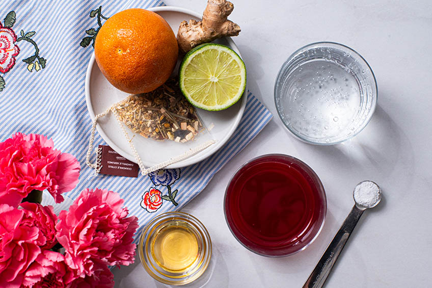 Ingredients for sleepy time mocktail