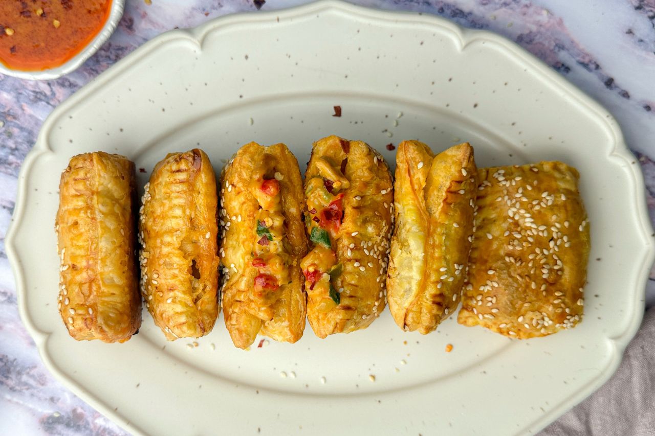 Peri peri chicken pies on a plate