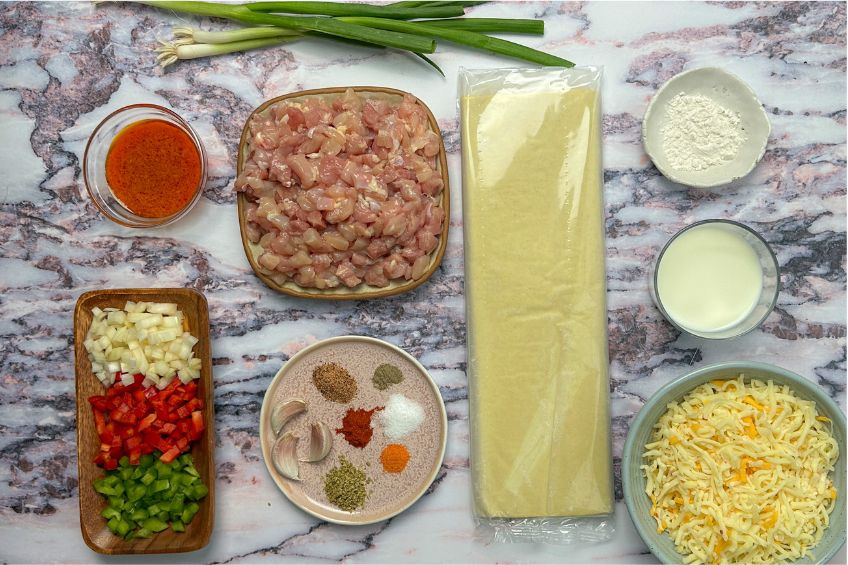 Ingredients for peri peri chicken pies