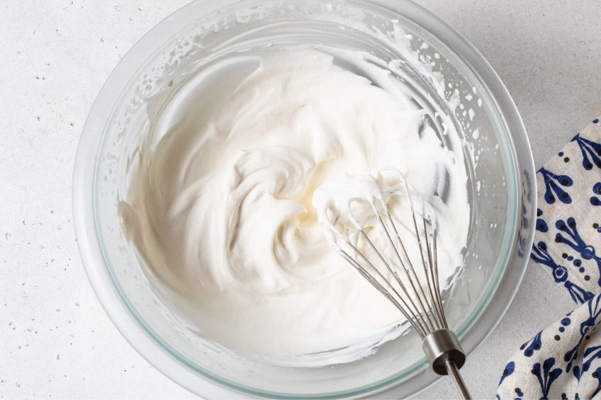 Whipped cream in a bowl