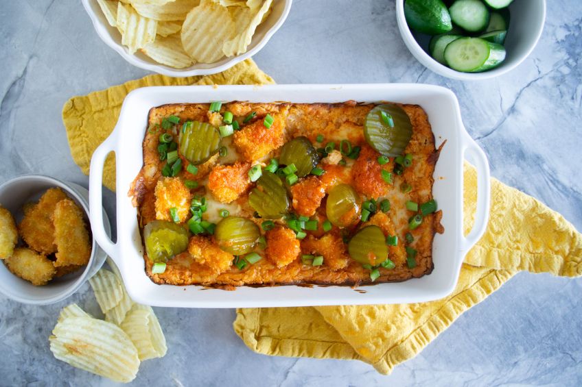 Nashville hot chicken dip, ready to serve