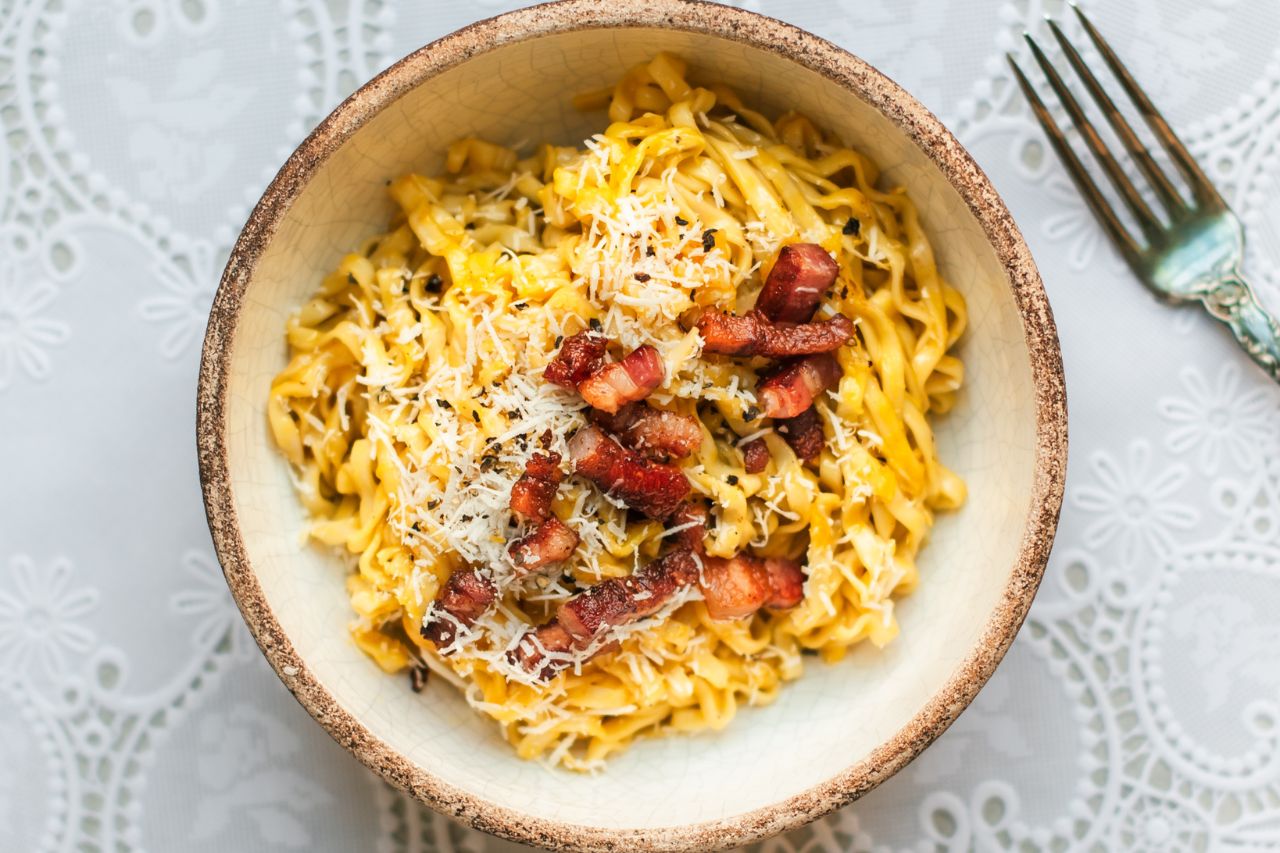 Carbonara Ramen in a bowl