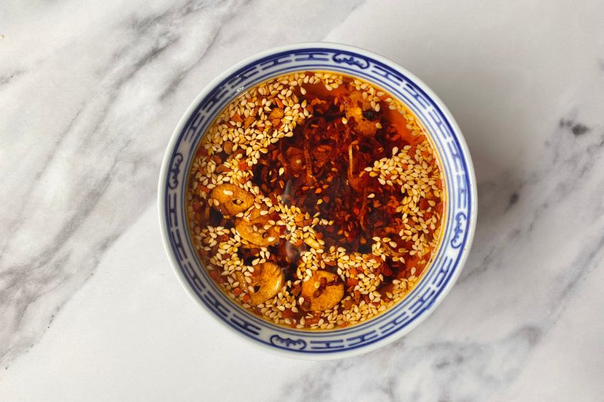 Chili oil in bowl