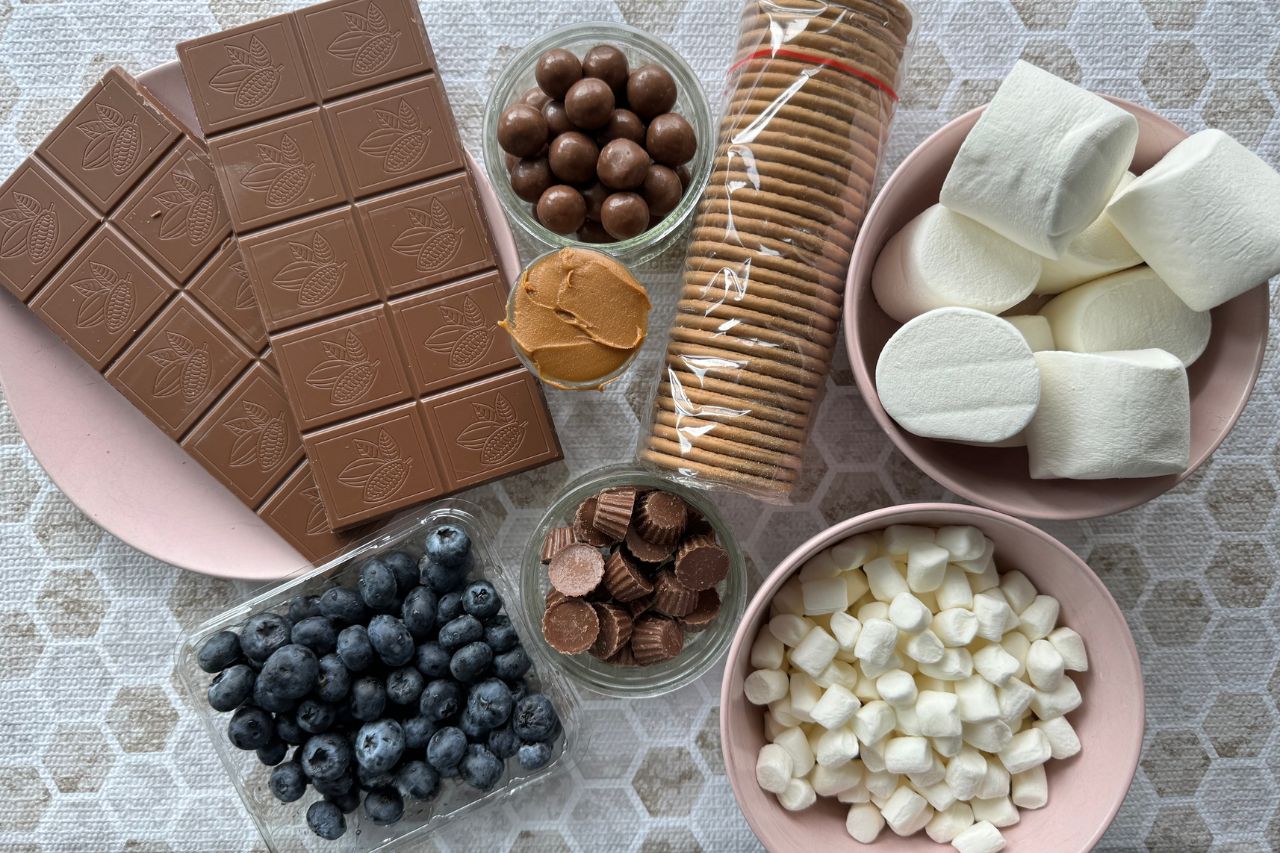 Oven-baked s'mores prep