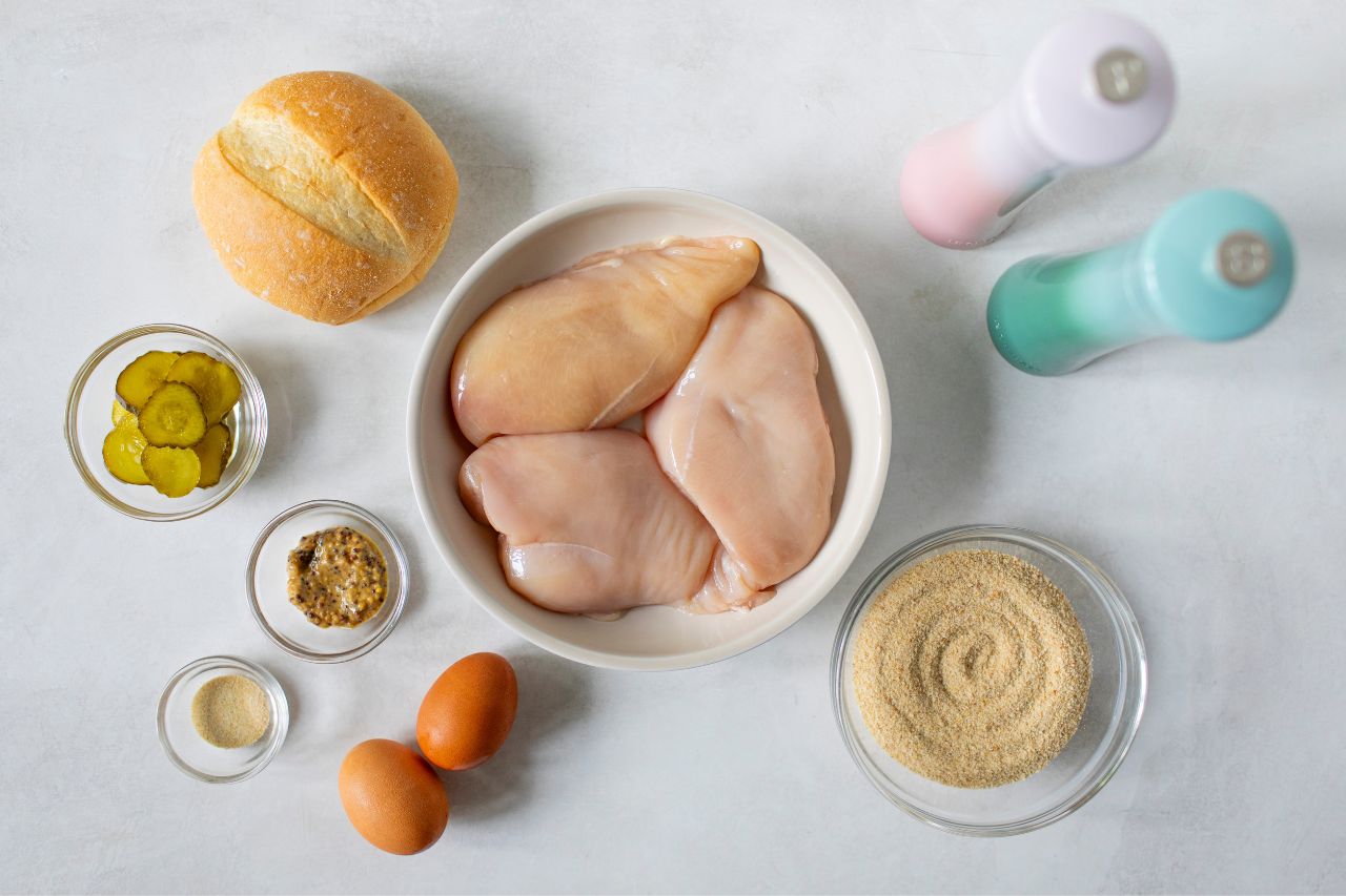 Chicken Schnitzel Sandwich prep