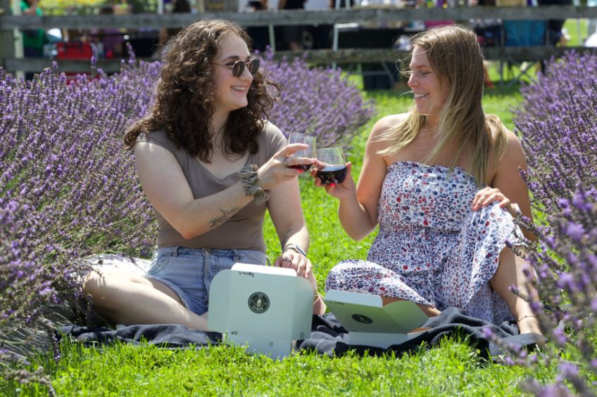 Two females enjoying a picnic