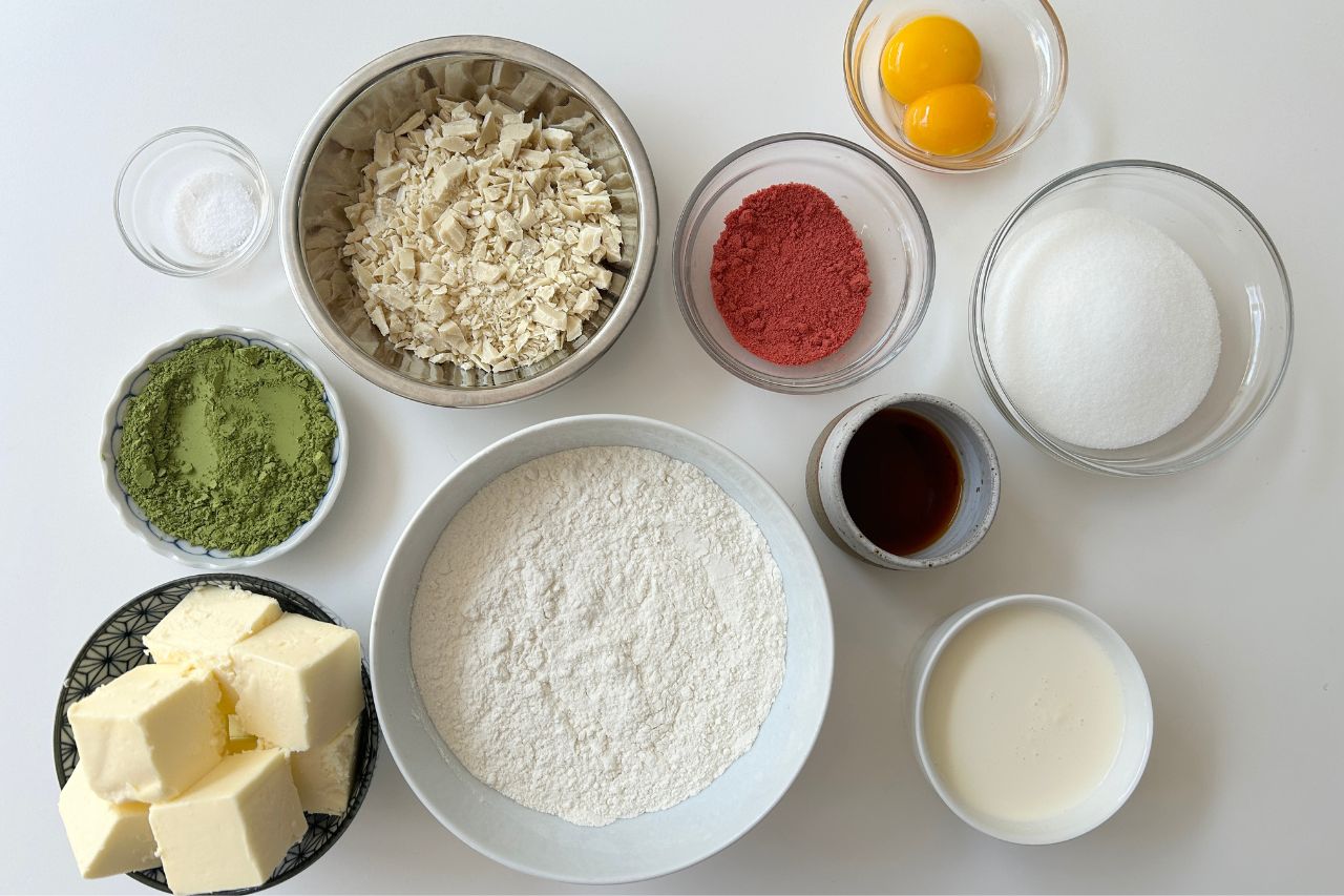 Matcha Strawberry Cookies prep