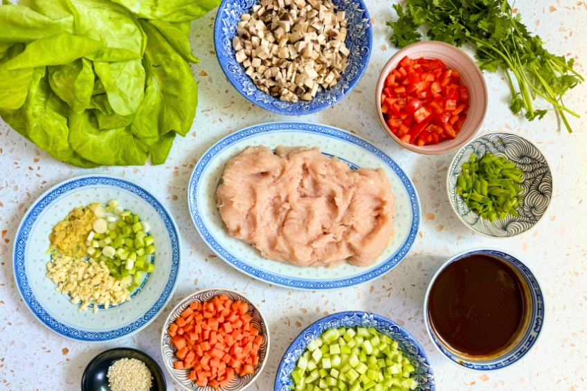 Ingredients for chicken lettuce wraps